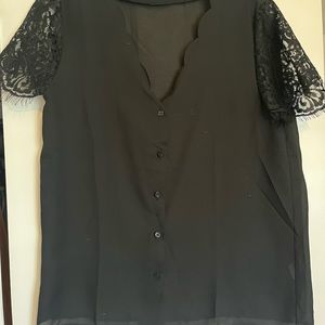 Sheer black button down